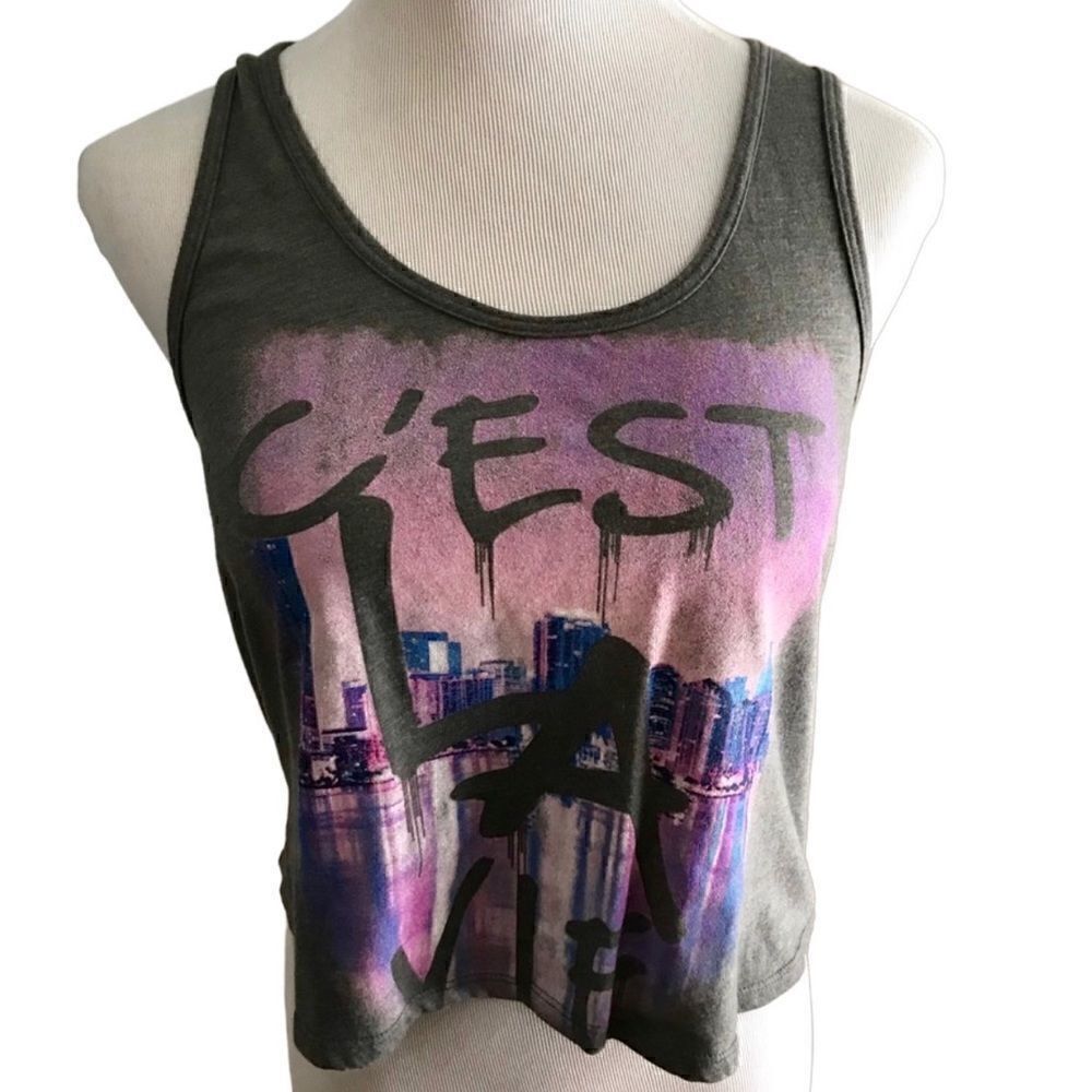 Doe Gray C'est La Vie Tank Top Sz S